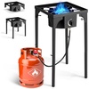 image:imageOutvita 3 Burner Propane Gas Stove for Outdoor Cooking 225000 BTU  Camping Cooker with Windscreen for Cooking BBQ Baking Turkey FryingSingle Burner