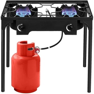 image:imageOutvita 3 Burner Propane Gas Stove for Outdoor Cooking 225000 BTU  Camping Cooker with Windscreen for Cooking BBQ Baking Turkey FryingDouble Burners