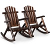 image:imageOutvita Wooden Rocking Chair for Garden Patio Backyard Porch Dark BrownDark Brown