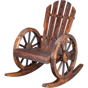 image:imageOutvita Wooden Rocking Chair for Garden Patio Backyard Porch Dark BrownCarbonized