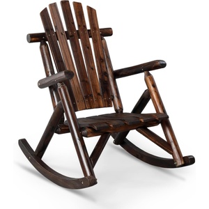 image:imageOutvita Wooden Rocking Chair for Garden Patio Backyard Porch Dark BrownDark Brown